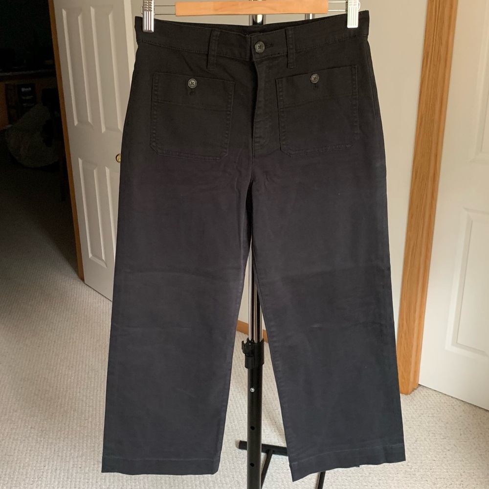 J. Crew Wide Leg Slim Sailor Chino Pant Black 27 Petite